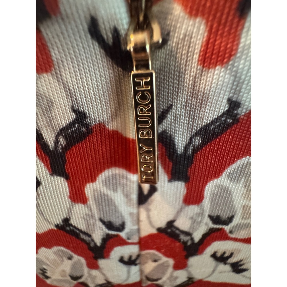 Tory Burch Red White Floral Print Short Sleeve Pleated Midi Dress Size S - Picture 6 of 6
